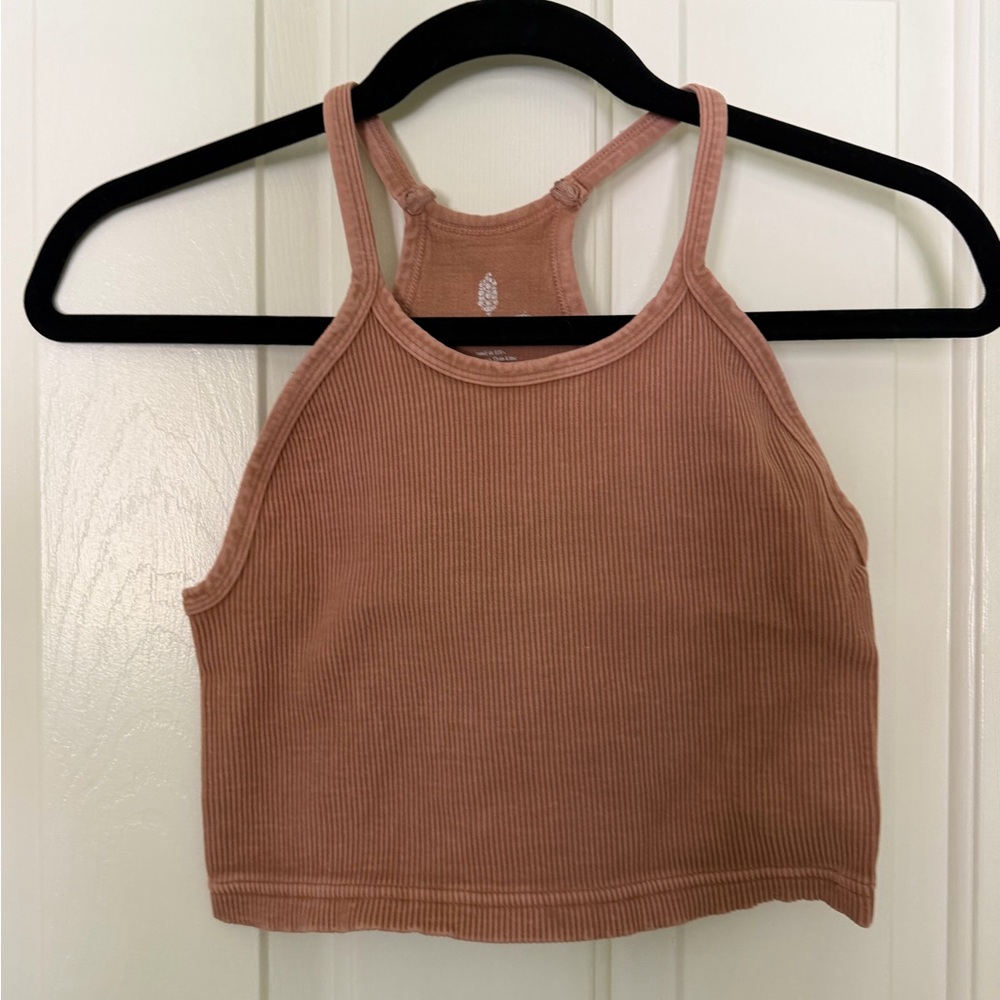 Free People Ribbed Crop Tank in Dusty Rose